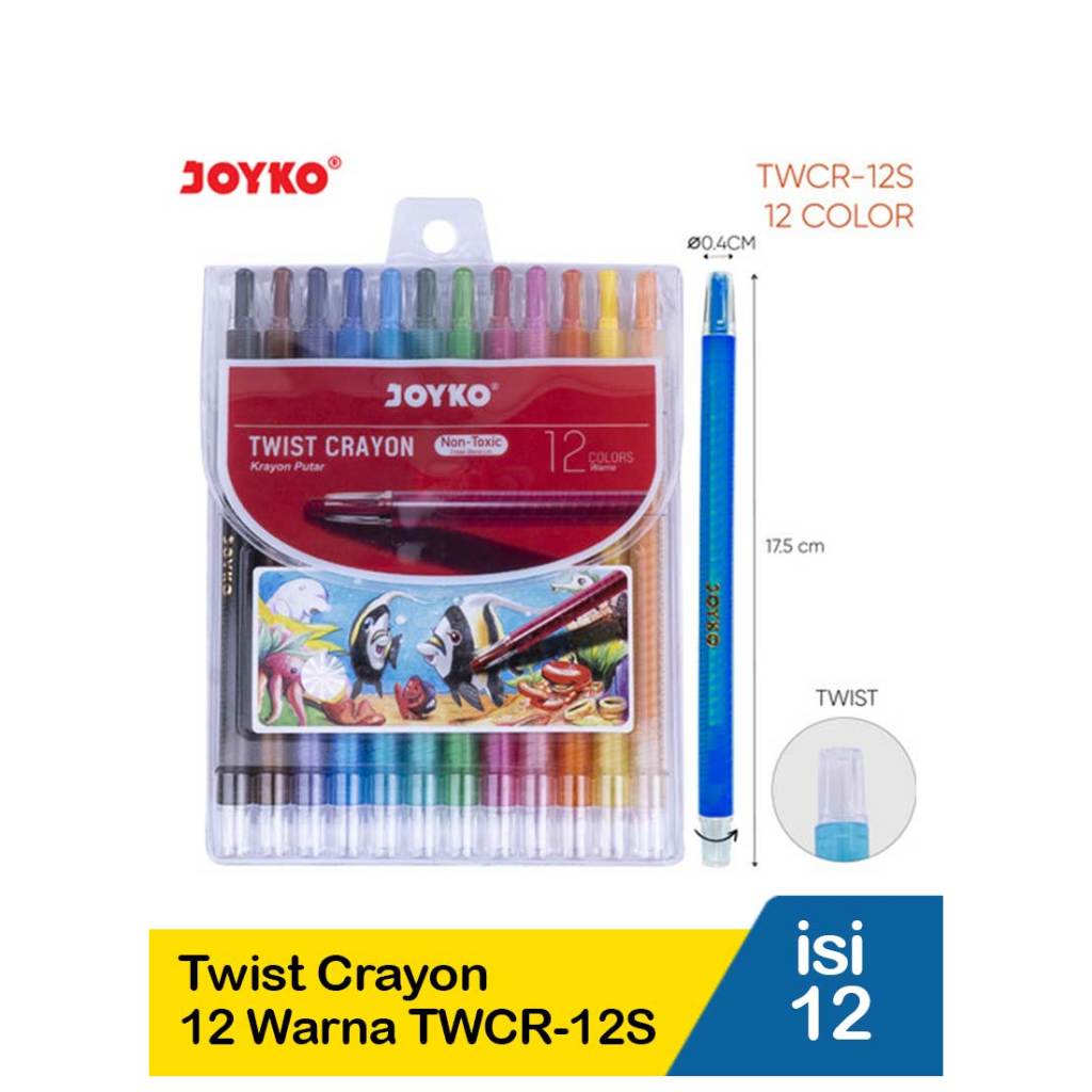

Joyko twist crayon 12 warna twcr-12s