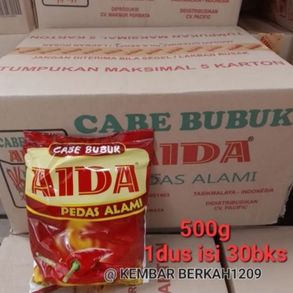 

Cabe Bubuk AIDA 500g ( 1 Dus isi 30 pcs )