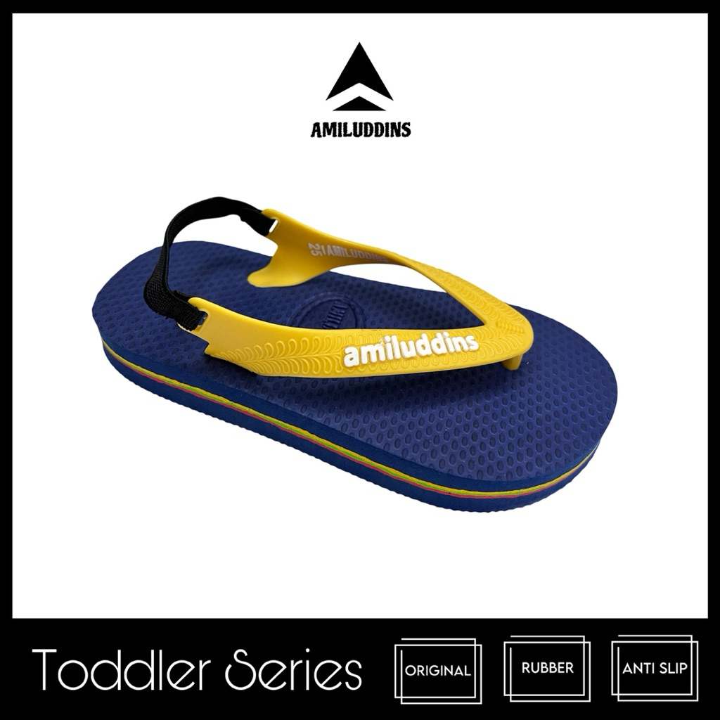 AMILUDDINS Toddler Sandal Jepit Bayi Karet Emboss Tali Belakang bukan fipper bukan swallow navy kuni