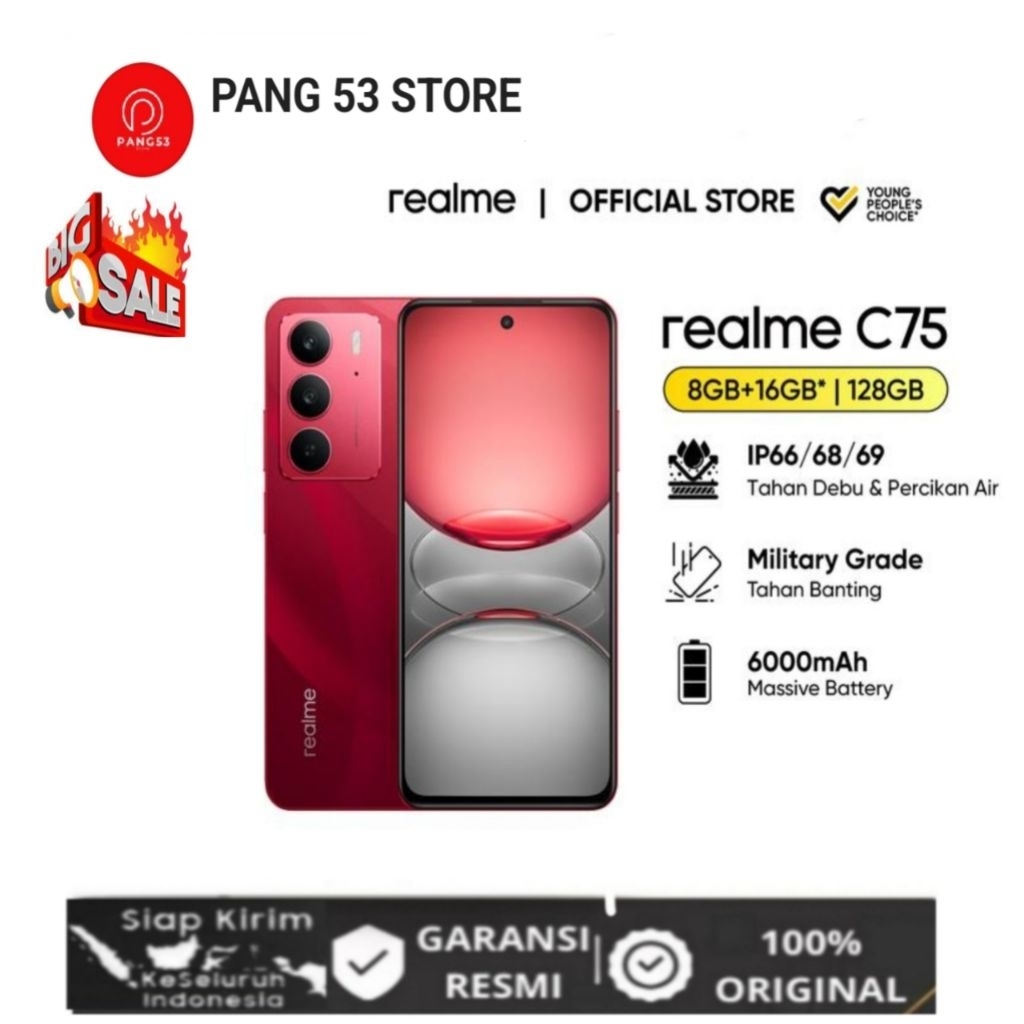 Realme C75 Ram 8/128GB Ram 8/256GB IP69 Battery 6000 mAh garansi resmi