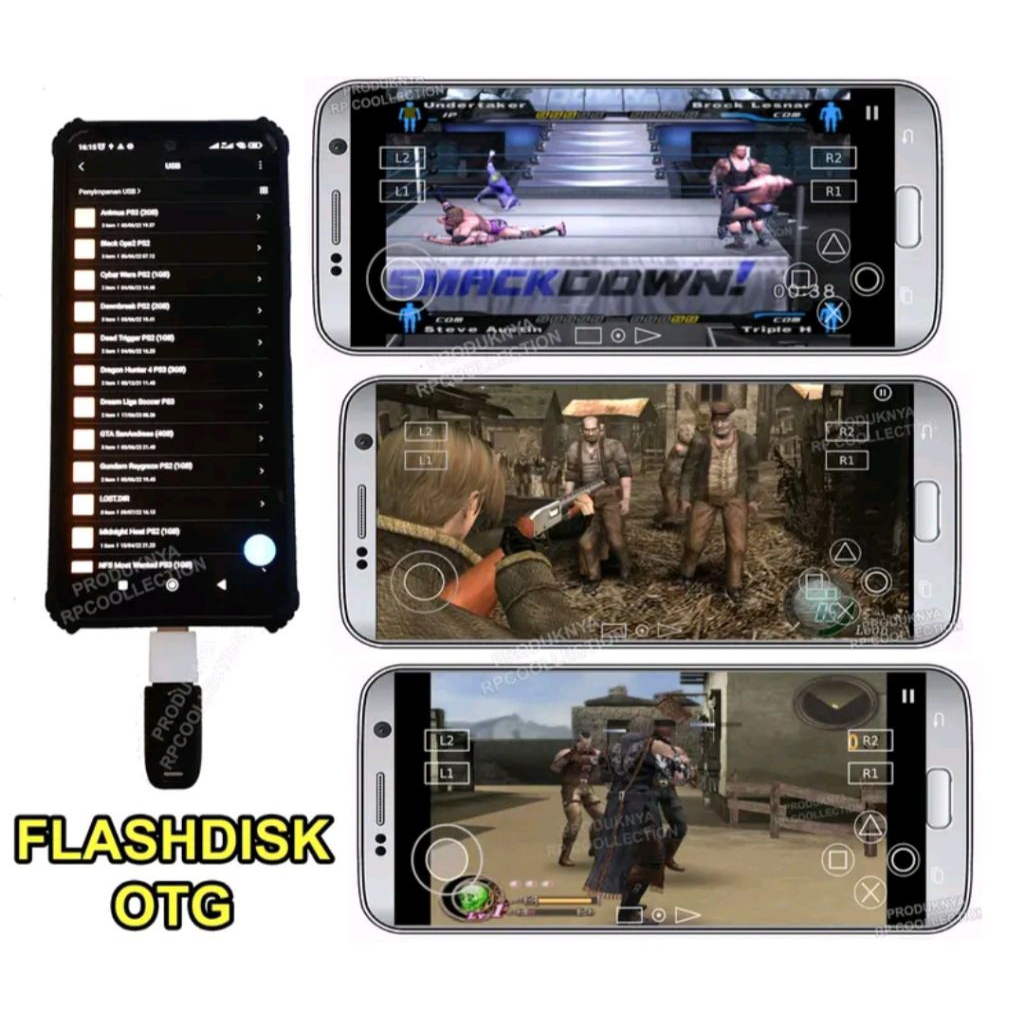 Flashdisk 64 GB / 32 GB + OTG isi game PS2 untuk Hp Android | flashdisk USB