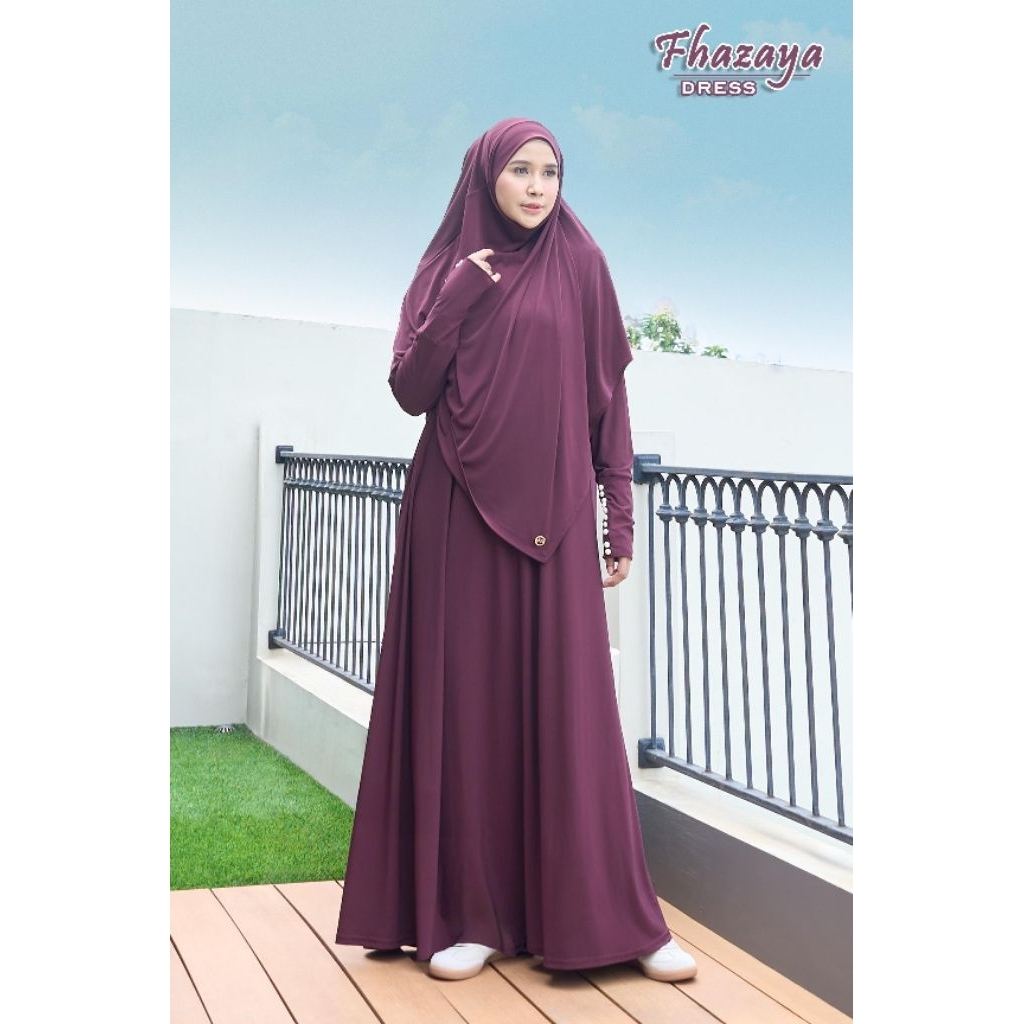FHAZAYA DRESS / GAMIS SET KHIMAR MEWAH ORI BY MAREVI (HANYA SIZE STANDAR)