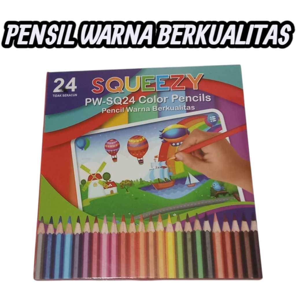 

Squezy Pensil Warna Panjang Isi 24 Warna PW-SQ24 Berkualitas untuk Menggambar dan Mewarnai
