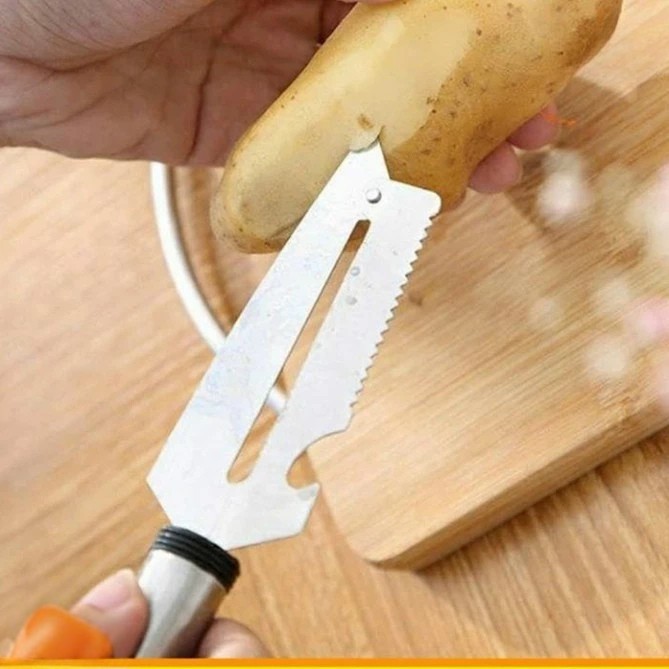 PROMO Peralatan Dapur Unik dan Lucu: Pisau Kupas Buah Sayur dengan Tutup Pembuka Botol Stainless Ste