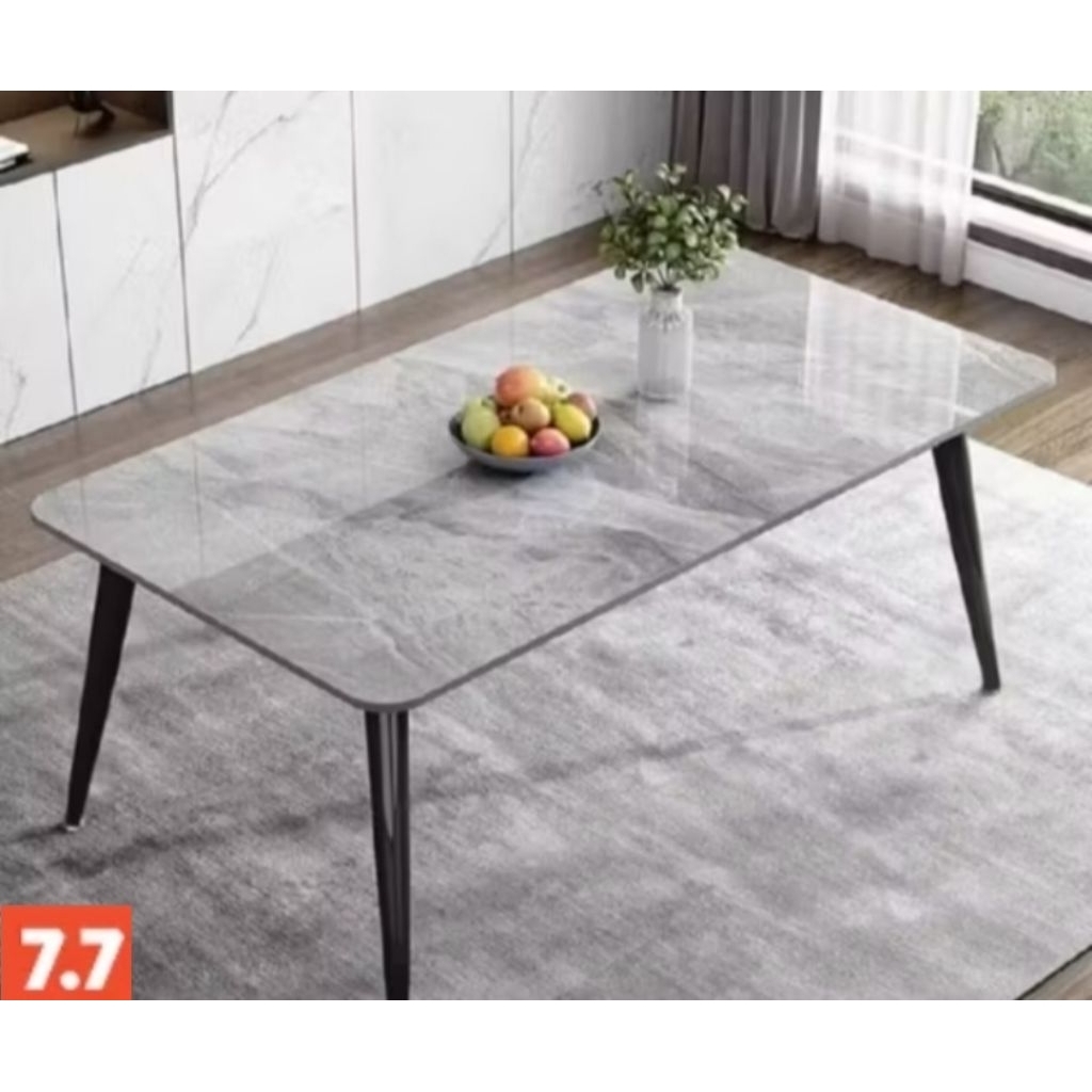 Fortuna Living Meja Makan Marmer Premium Abu (MEJA SAJA)