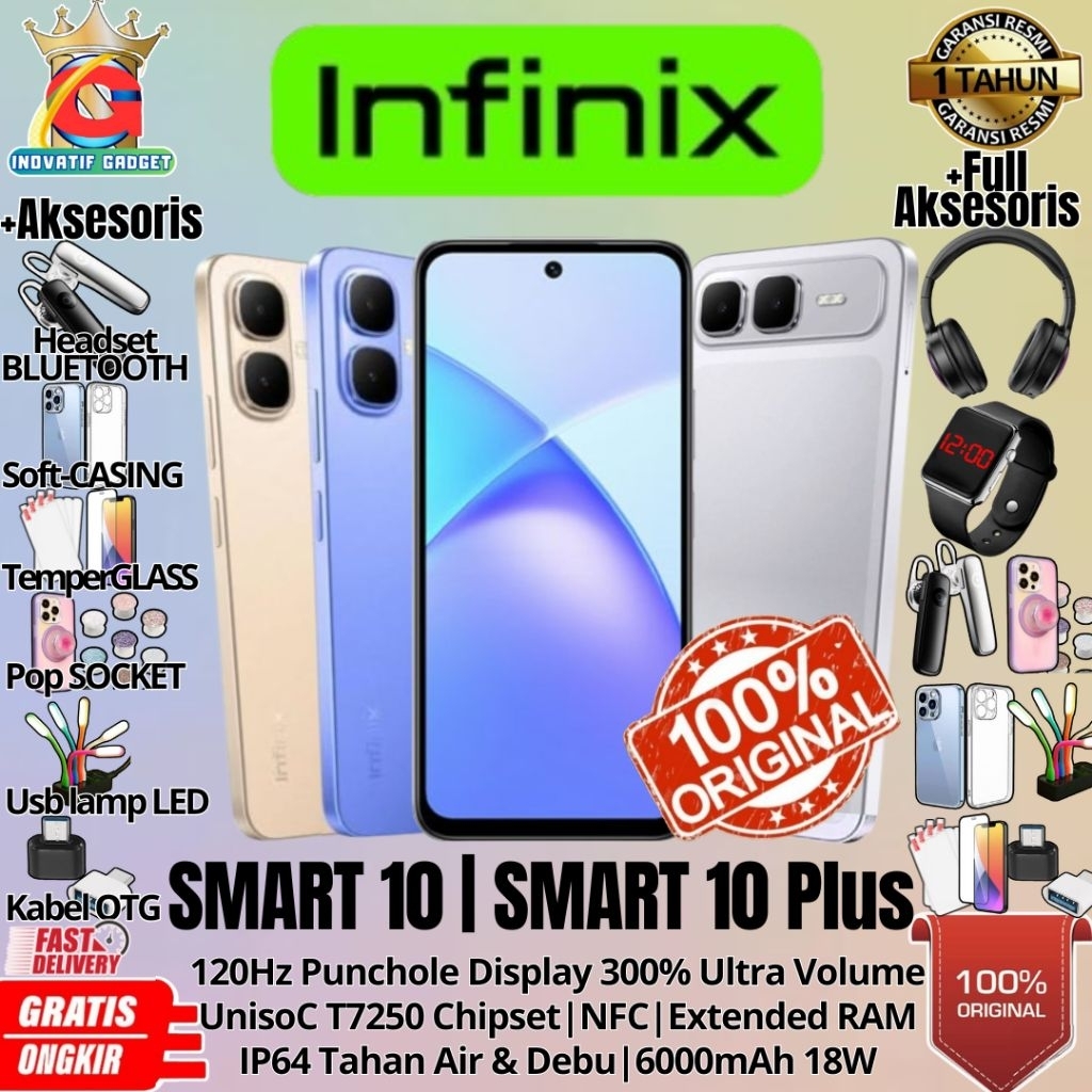 HP BARU INFINIX SMART 10 | SMART 10 PLUS | SMART 9 8/128GB & 4/128GB & 4/64GB Ram Upto 16GB GARANSI 