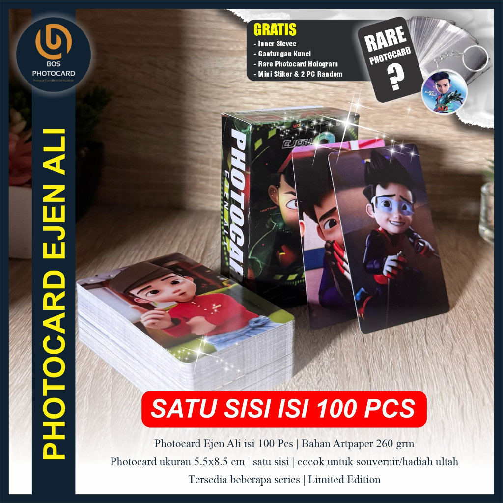 " Photocard Ejen Ali" isi 100 Pcs (Unofficial/Fanmade) Dapat Bonus  Ganci, Rare Card dan Inner Sleve