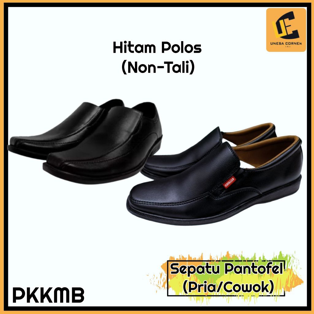 Sepatu Pantofel Hitam Polos Pria Non-tali/PKKMB/Ospek