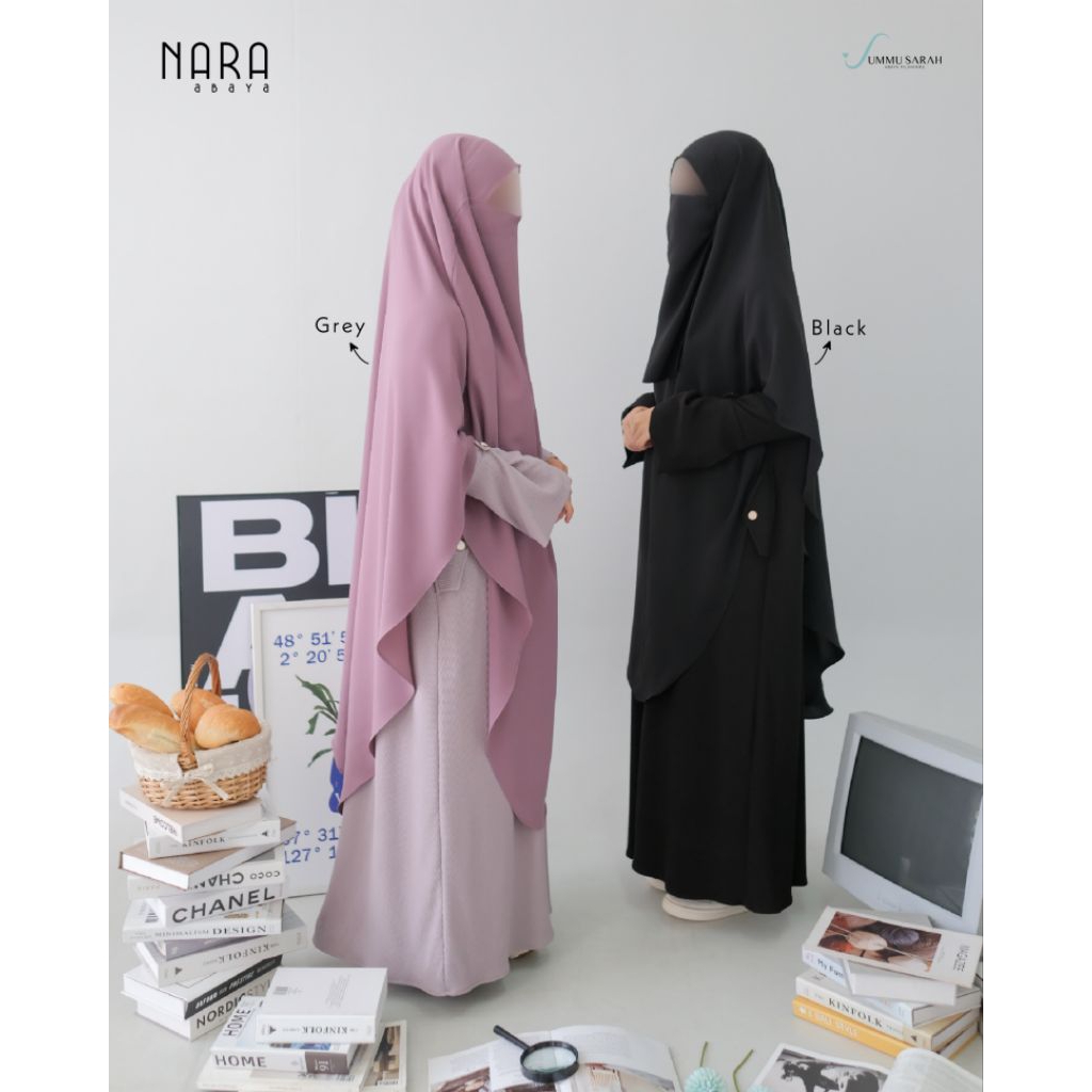 [READY] Ummu Sarah | Nara Knit Abaya Dress Gamis Baju Set FK Nonpad Khimar Mazen | Black Hitam Brown