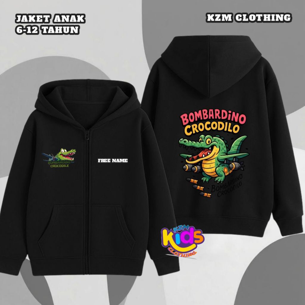 JAKET SWEATER HOODIE ZIPPER ANAK ANOMALI BOMBARDINO CROCODILLO USIA 6-12 TAHUN / FASHION ANAK COWOK 
