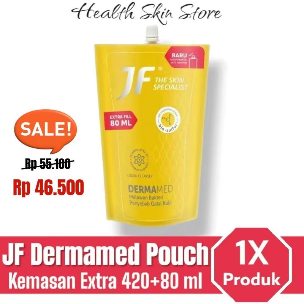 JF Dermamed Cleanser Liquid 420 ml Pouch Spout + Extra Fill 80 ml