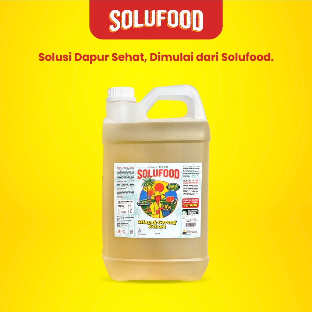 

Minyak Goreng Kelapa Solufood 5 Liter Jerigen - 100% Kelapa Asli