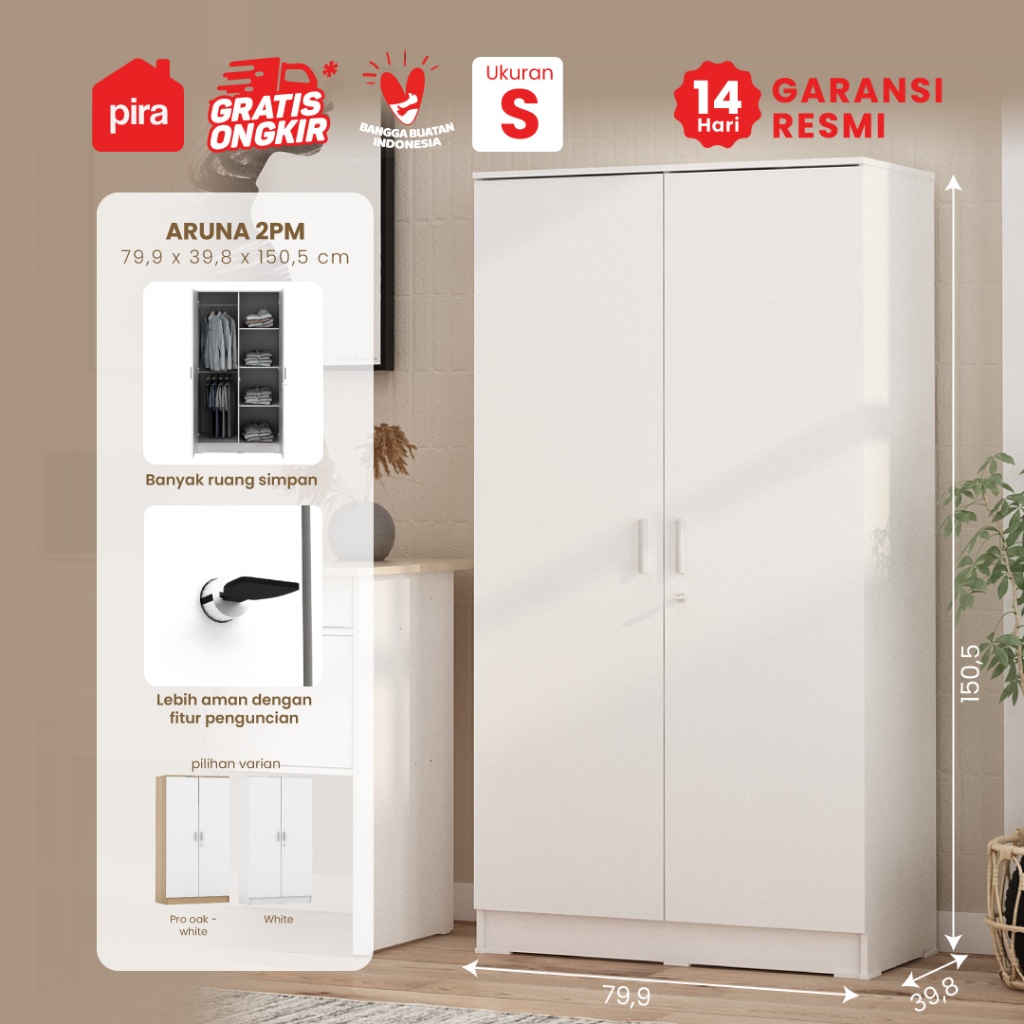 Pira Metropolis OX -  Aruna 2PM Lemari Pakaian Medium 2 Pintu