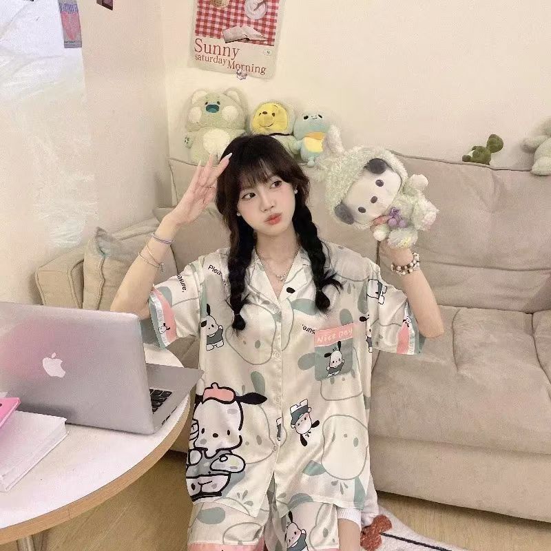 Baju Rumah Wanita - Sutra Es Lembut, Pendek Lengan Pendek, Desain Beragam, Jual Laris/daster/baju ti