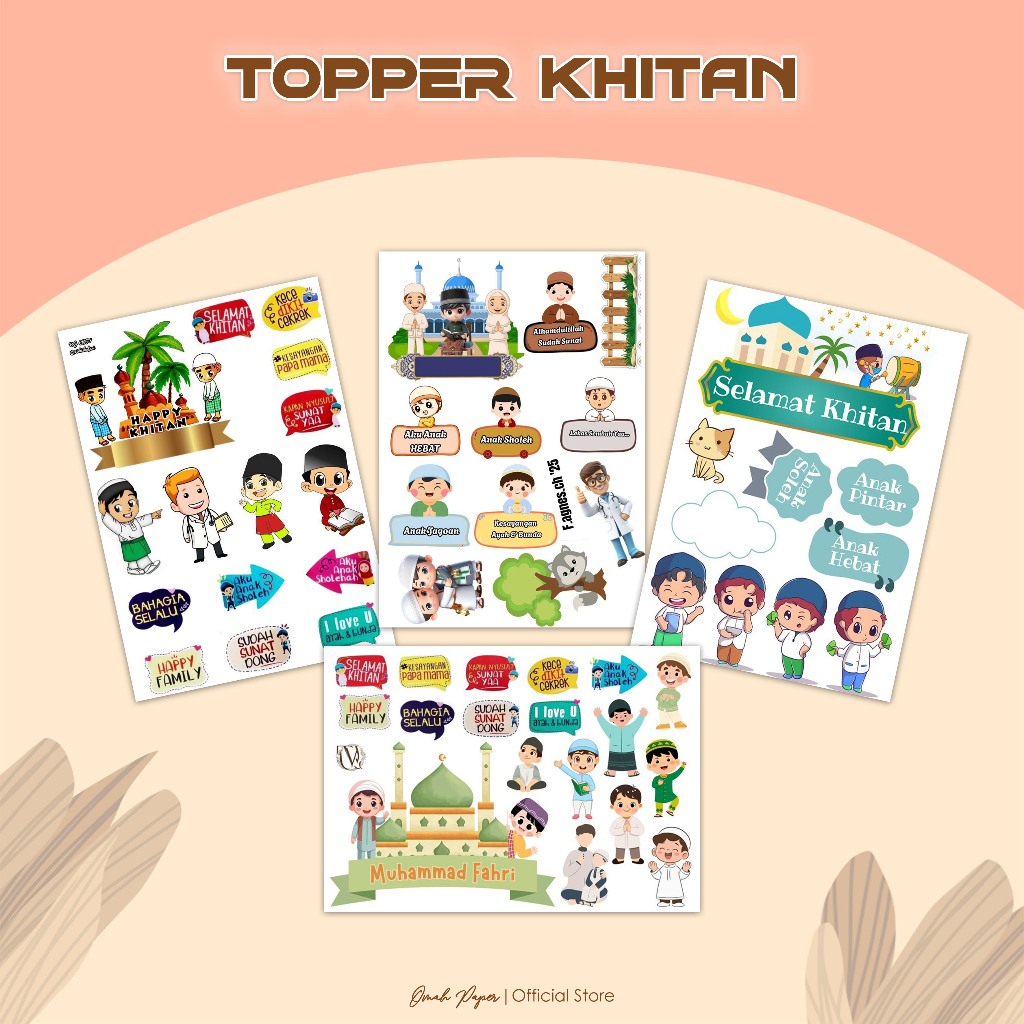 TOPPER KHITAN | TOPPER KHITAN HIASAN KUE / ROTI / NASI | TOPPER KHITAN BISA CUSTOM REQUEST NAMA