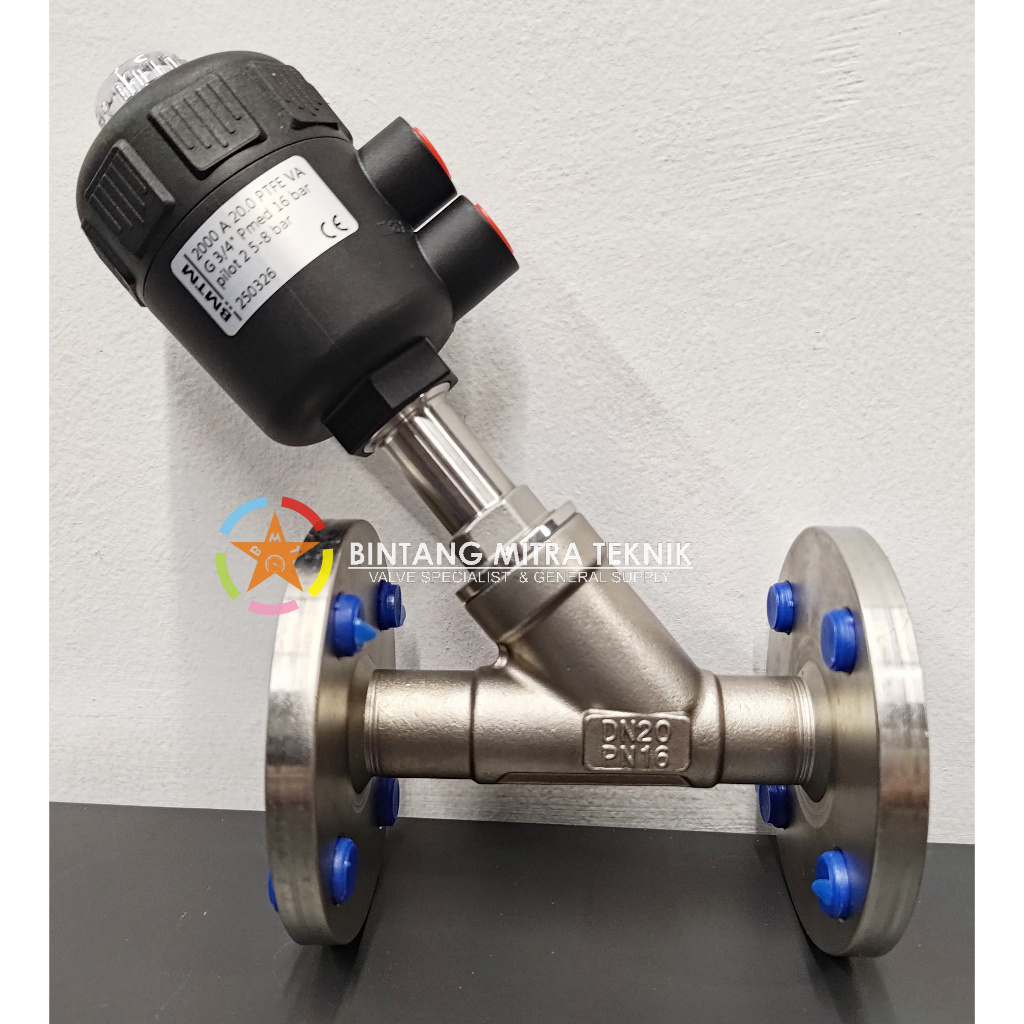 ANGLE SEAT VALVE - PISTON VALVE SS316 DN20 PN16 3/4" FLANGE