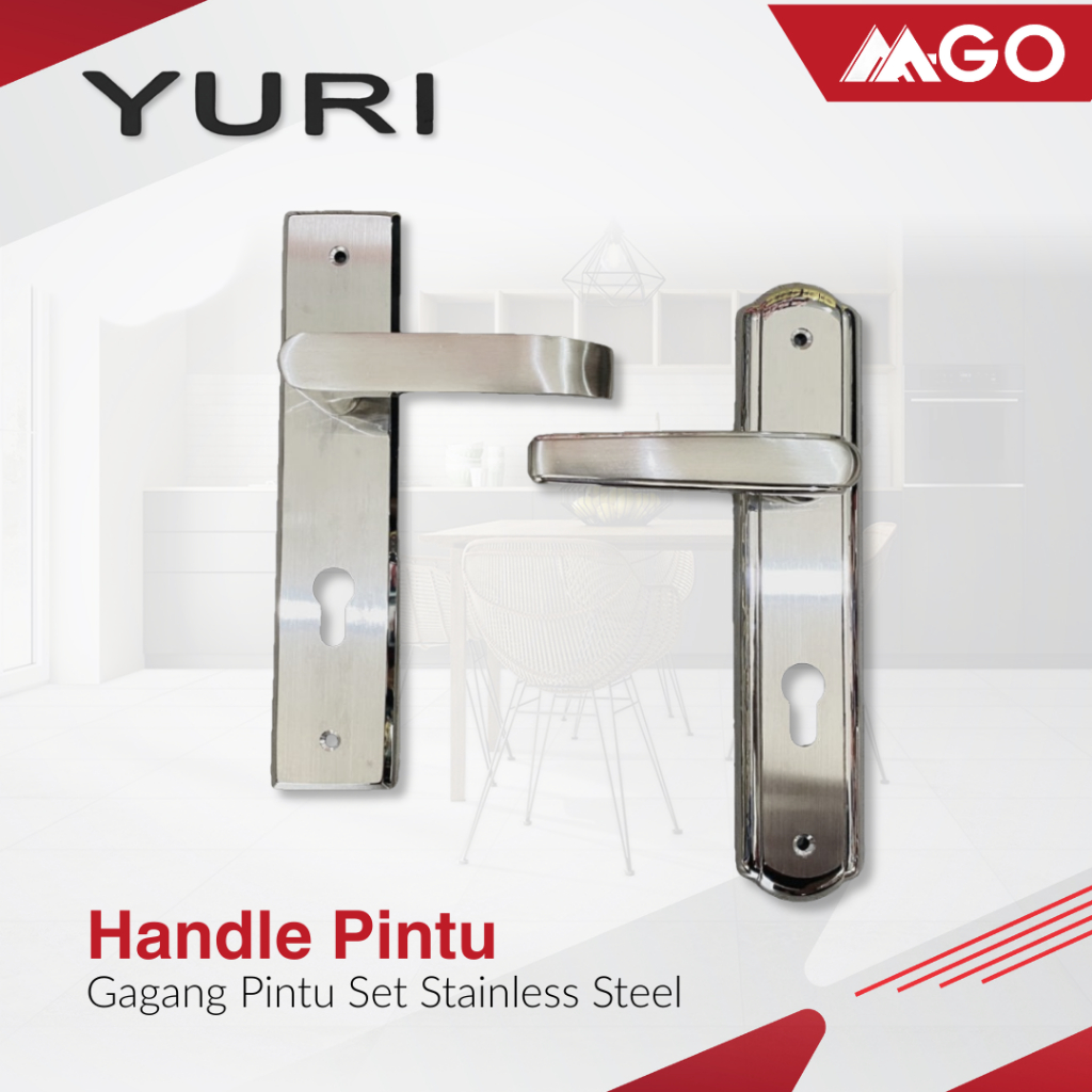 Yuri Handle Pintu Stainless Steel / Kunci Pintu Stainless Steel Asli / Gagang Pintu Set