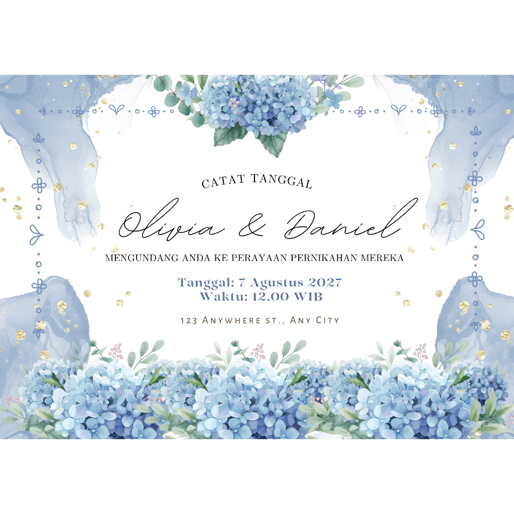 Putih Biru Moderen Undangan Digital Pernikahan JPG/PNG | Mewah Estetik Aesthetic Simple | Custom | 1