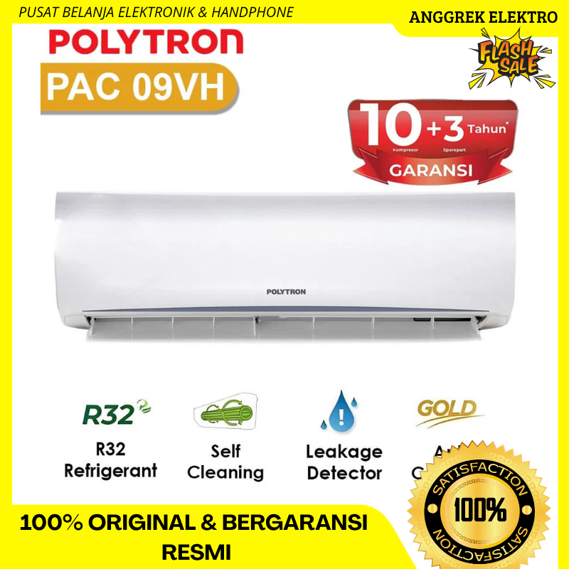 AC Polytron 1 PK 09VH freon R32 garansi resmi unit only