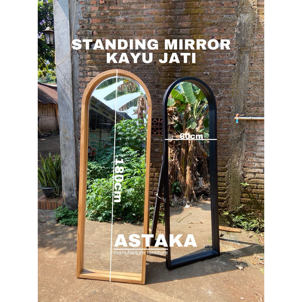 standing mirror/cermin berdiri kayu jati cermin aesthetic