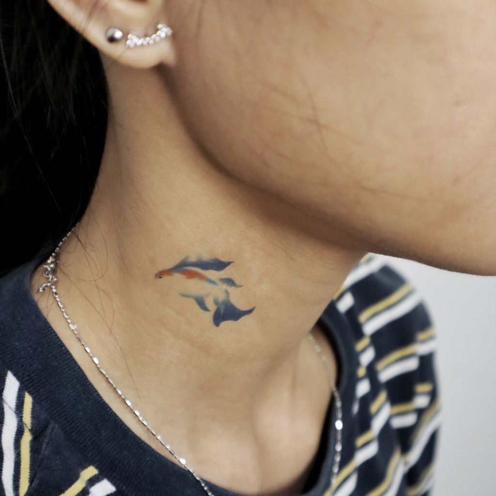 Tato Temporer Colorful Koi - Tato Ikan Koi Warna-Warni - Temporary Tattoo Tahan 7 Hari - Desain Orig