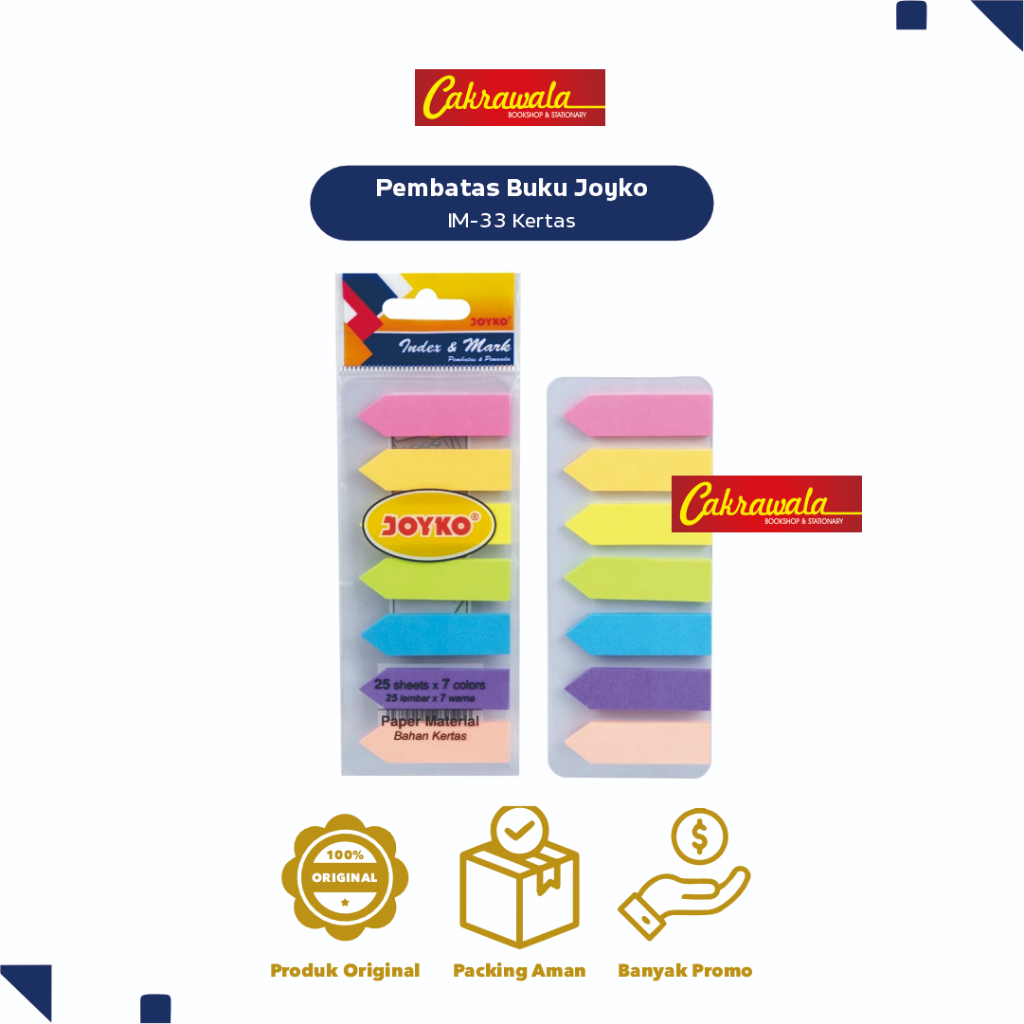 

JOYKO Pembatas Buku IM‑33 | 7 Warna × 25 Lbr | Bookmark & Index Marker Lucu