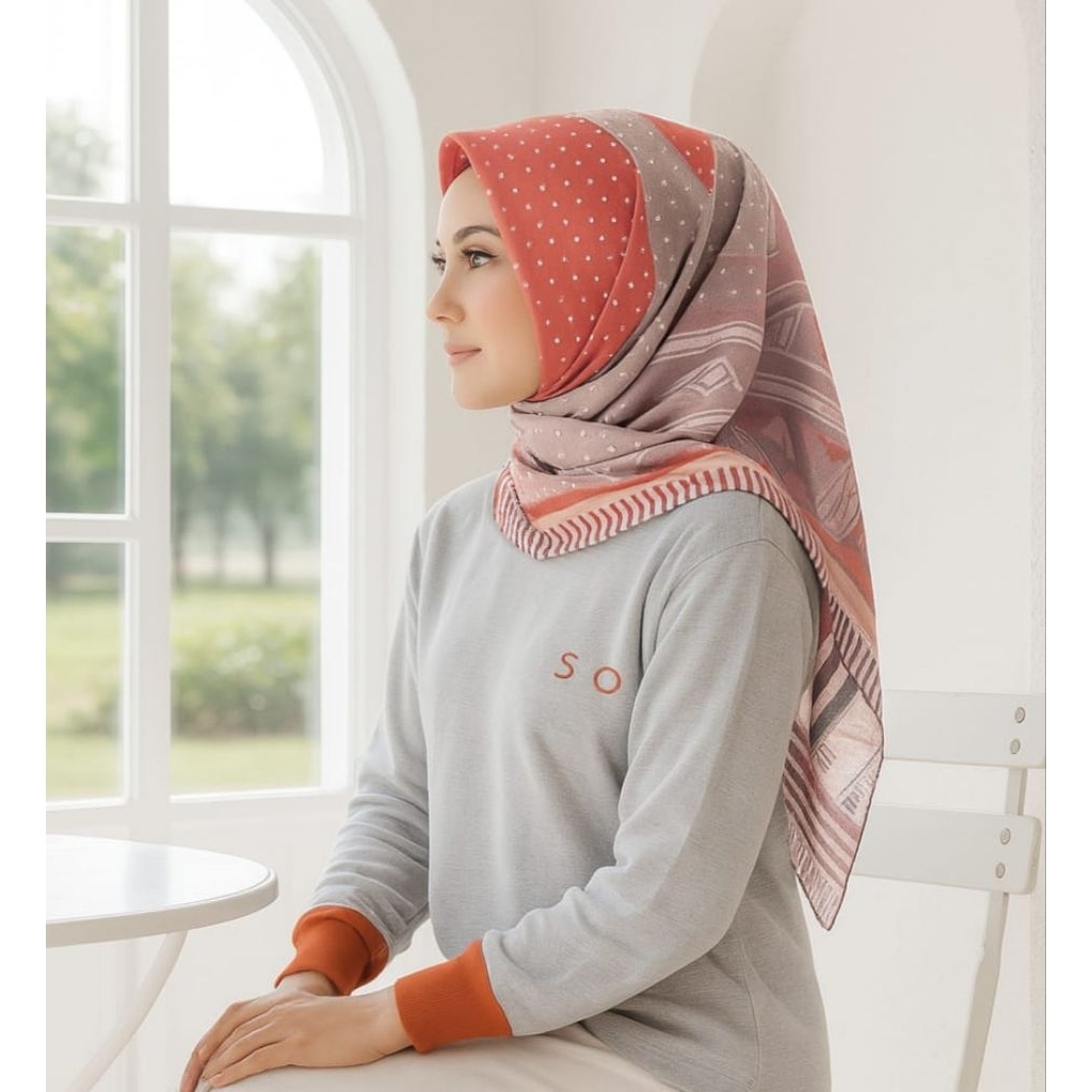 Tera Series Kerudung Motif Segi Empat Hijab Voal Premium Jilbab Scarf Printing Kekinian Mewah Elegan