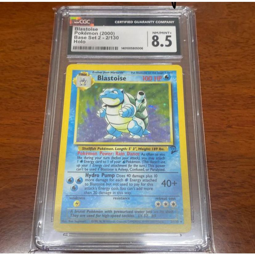 Kartu Pokemon EN English WOTC Base Set 2 Blastoise Holo CGC 8.5 PSA 8