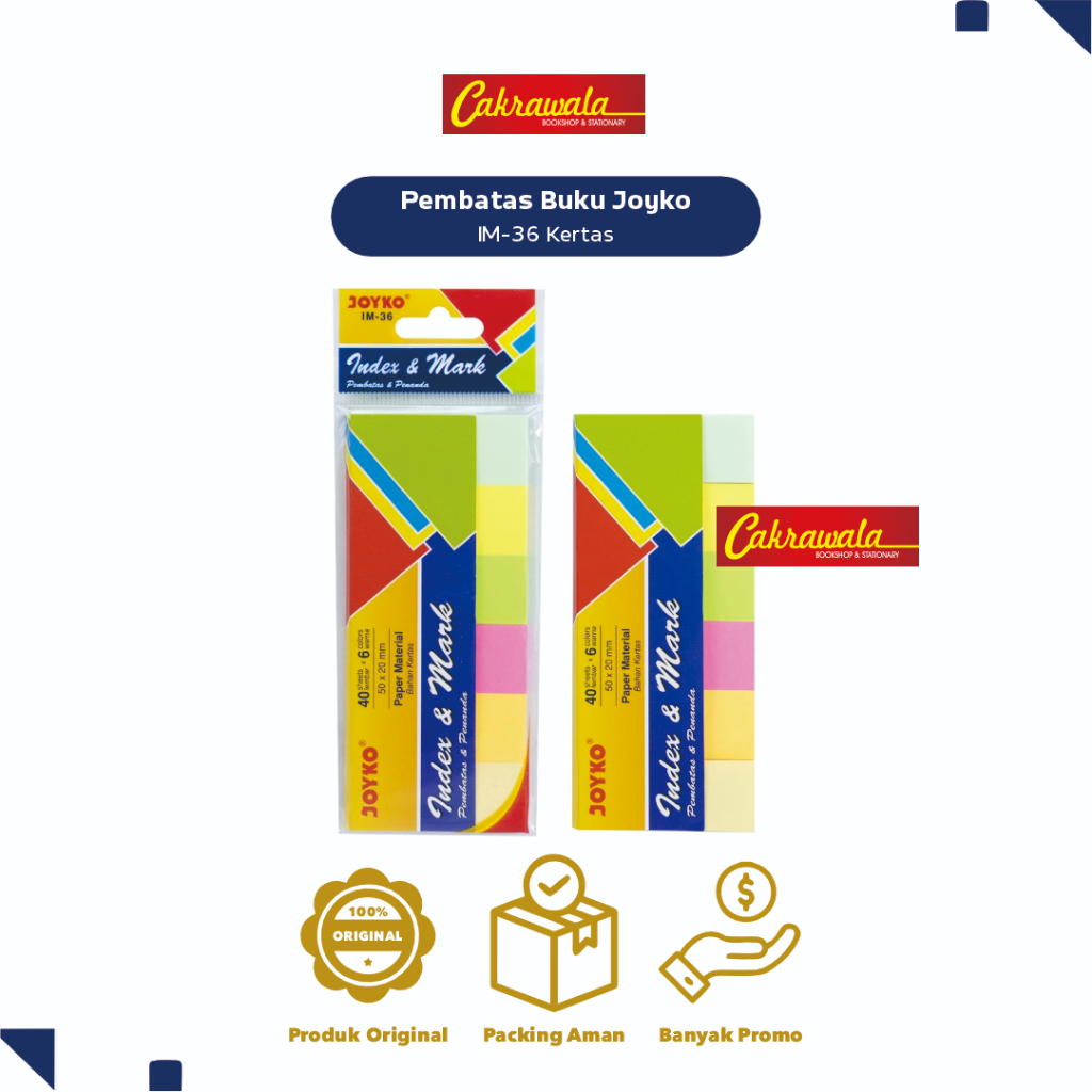 

Joyko Pembatas Buku Kertas IM-36 | Index Marker 5 Warna | Sticky Notes Mini | Alat Tulis Kantor