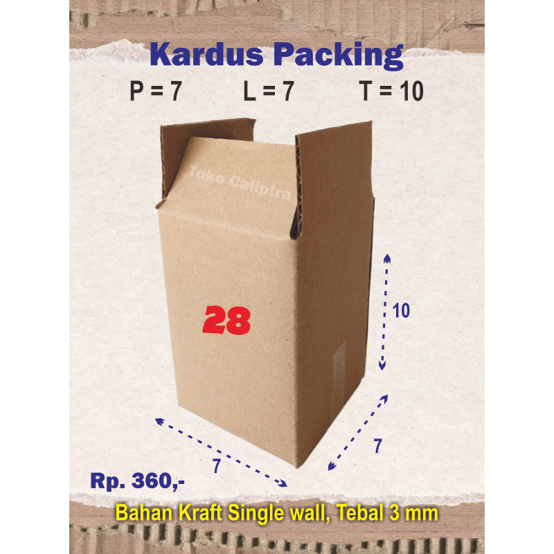 

Kardus Packing 28 PLT (7 x 7 x 10) cm