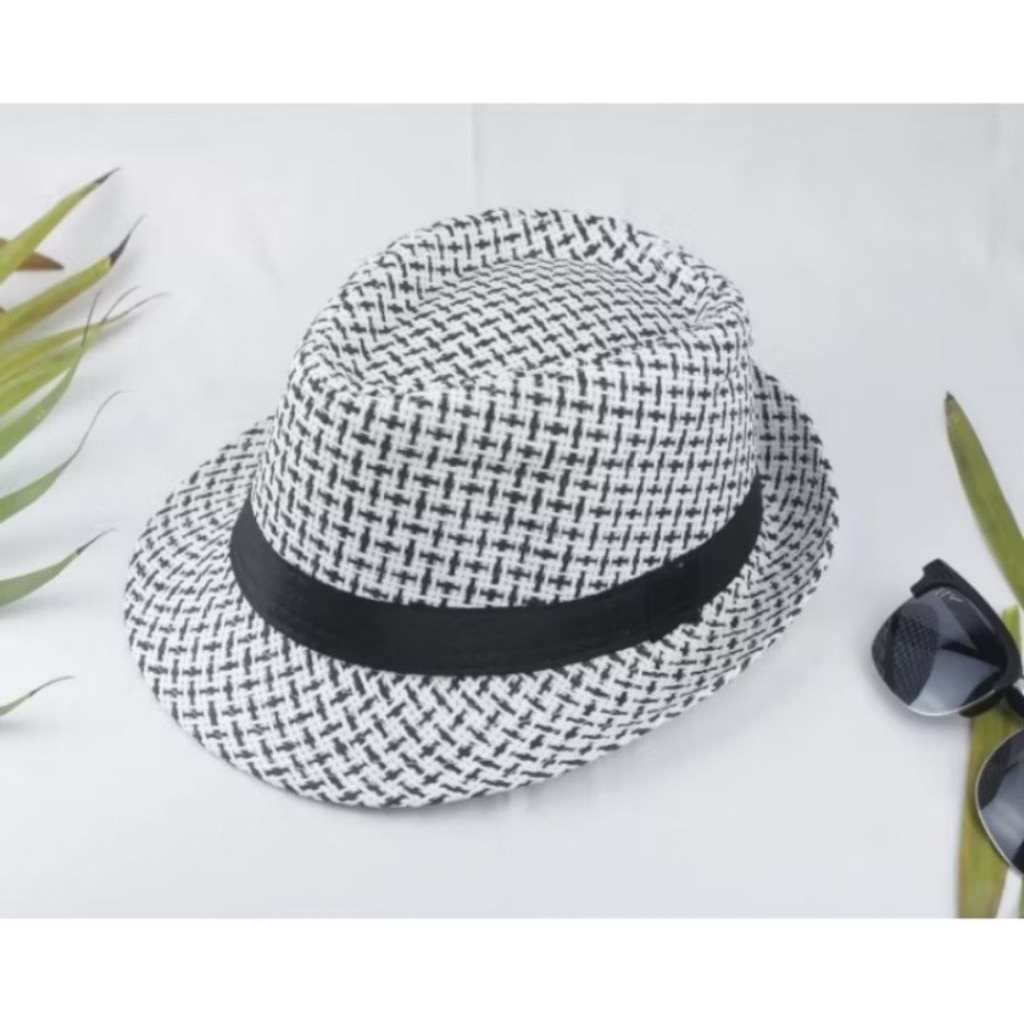 Topi Fedora Motif Jerami Topi Fedora Topi Jazz Topi Michael Jackson