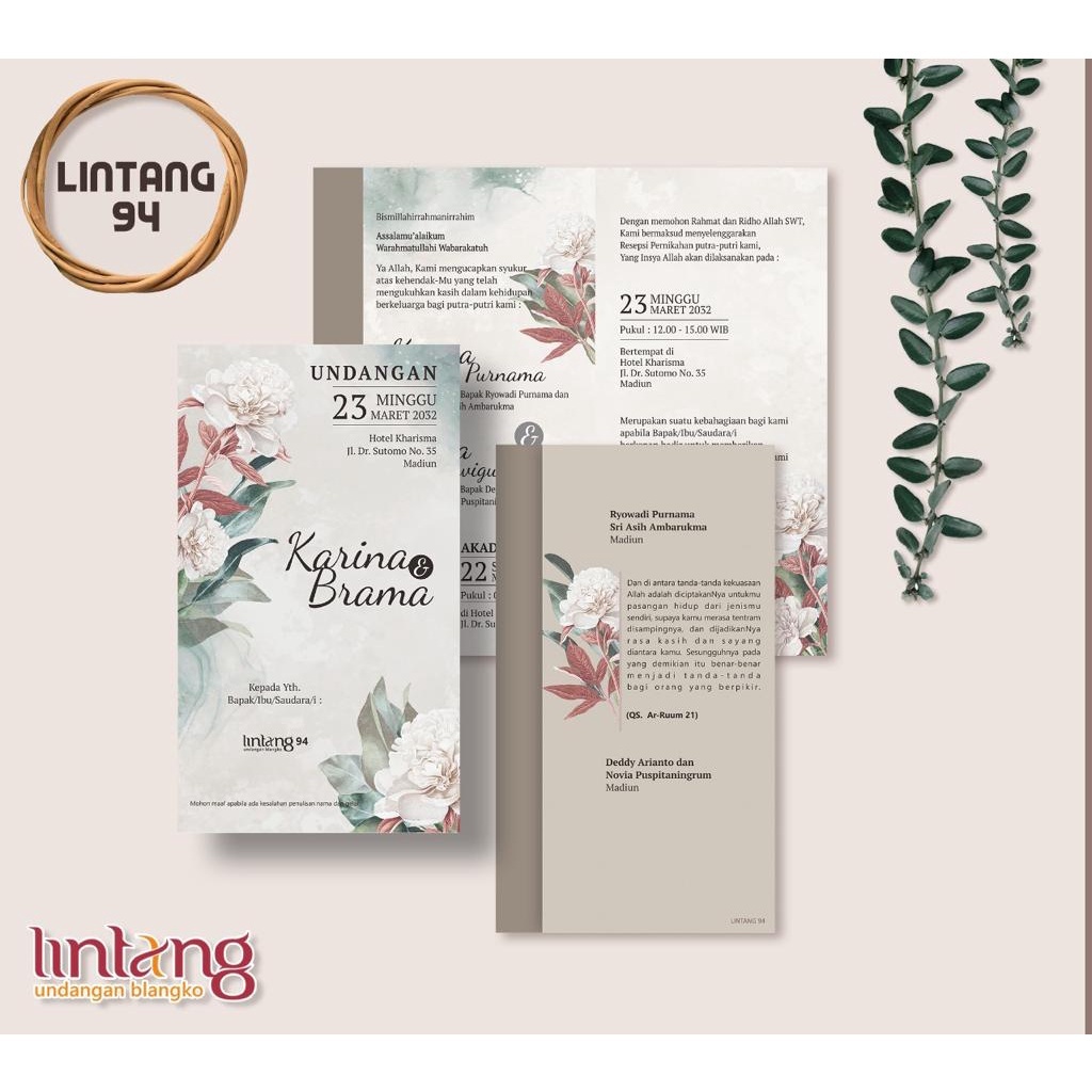 Blangko Undangan Kosong Pernikahan Lintang 95, 96, 97, 98 / Blangko Undangan Pernikahan Kosong