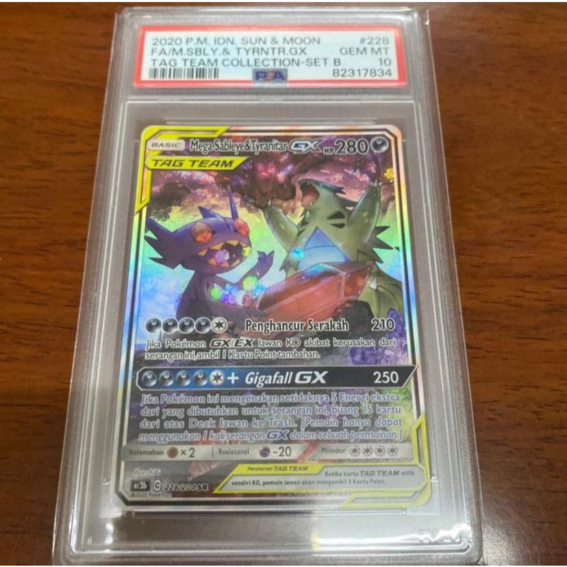 Pokemon ID Indonesia SM AC3b Mega Sableye & Tyranitar GX SR AA PSA 10