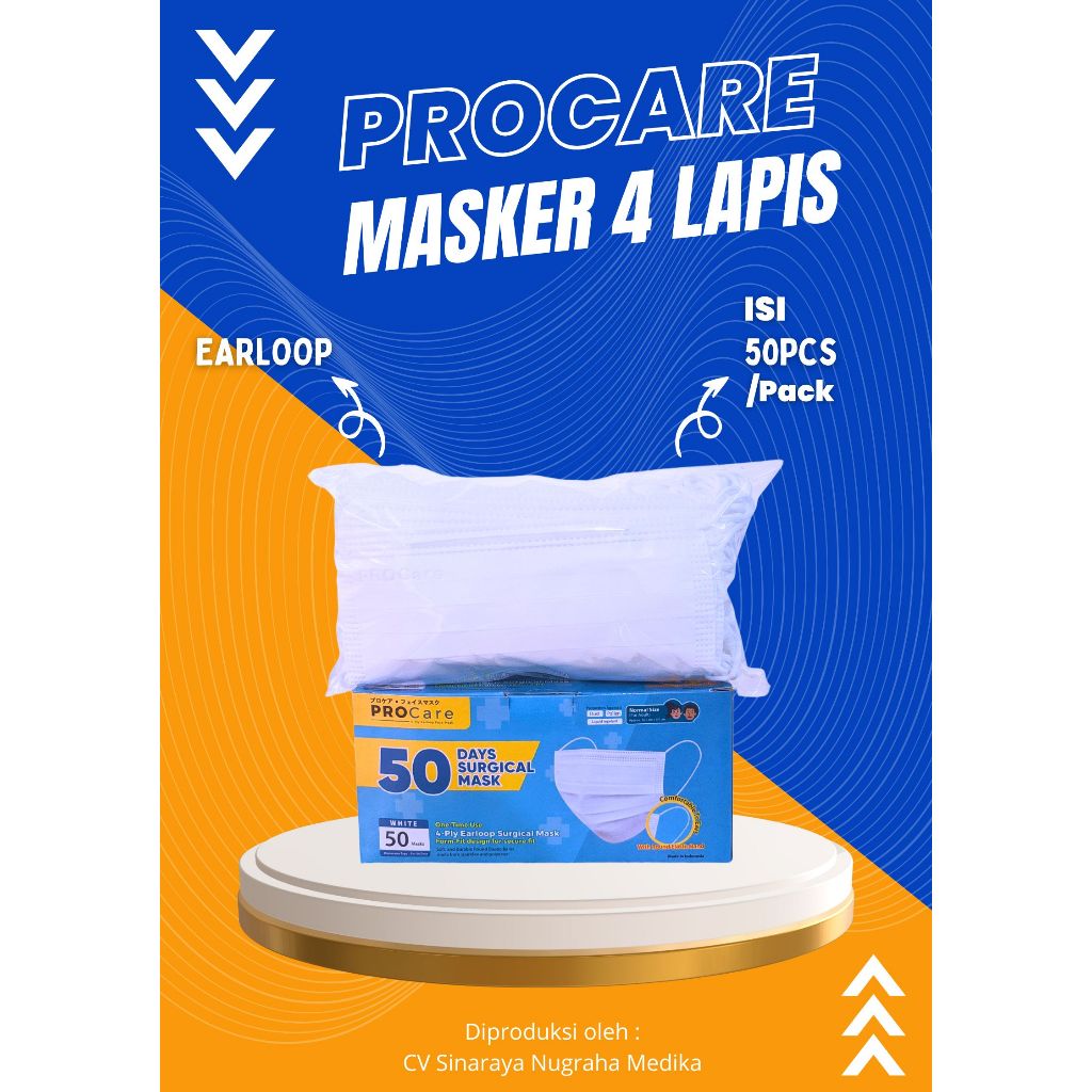 PROCare Masker Sekali Pakai - PROCare 4 Ply Earloop Surgical Mask