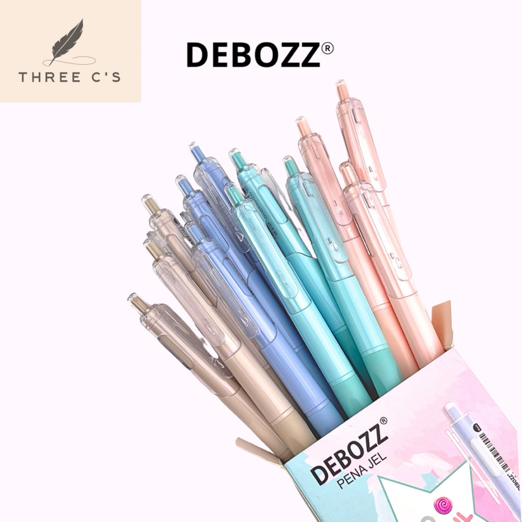 

[1 Kotak] DEBOZZ Gel Pen DB-G109 Black/ Pulpen Hitam Pastel/ Pen Hitam Aesthetic