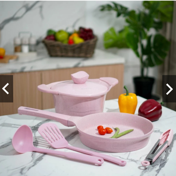 Panci Set Kangaroo Cookware Set Pink Original Panci Kangaroo Frypan Casserole Panci Teflon