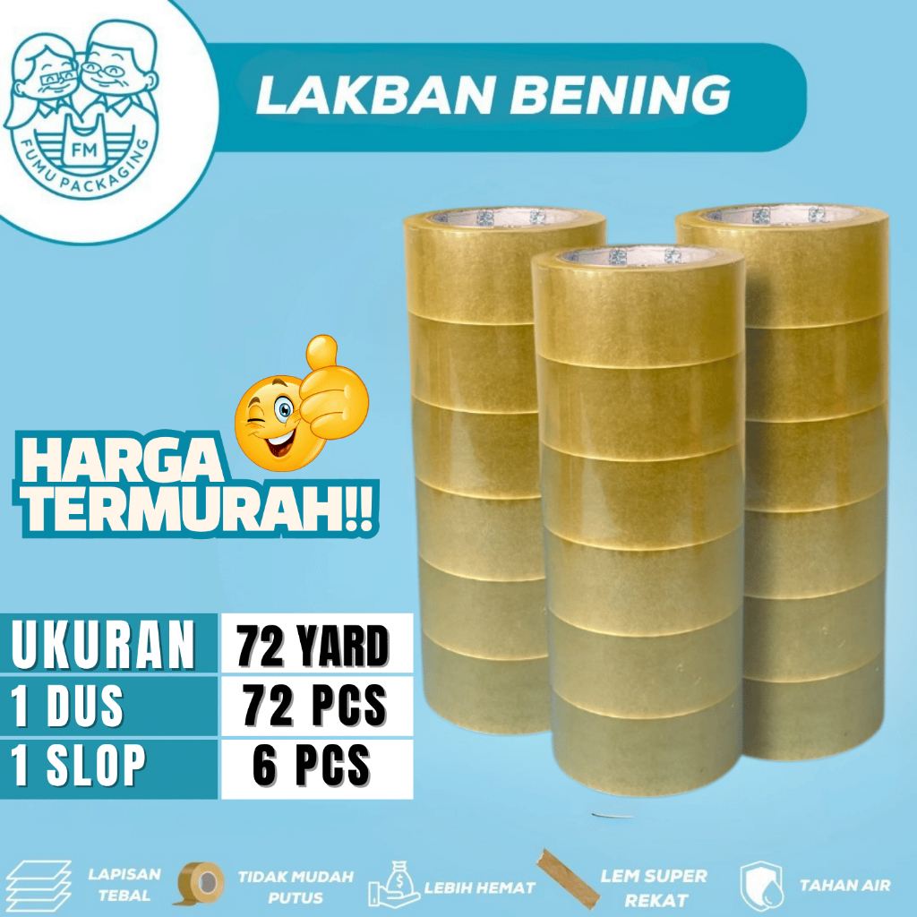 

Lakban Selotip Bening 72yard X 45mm/lakban Tebal/Lakban murah/Lakban Kuat/Lakban Tebal Untuk 6Pcs
