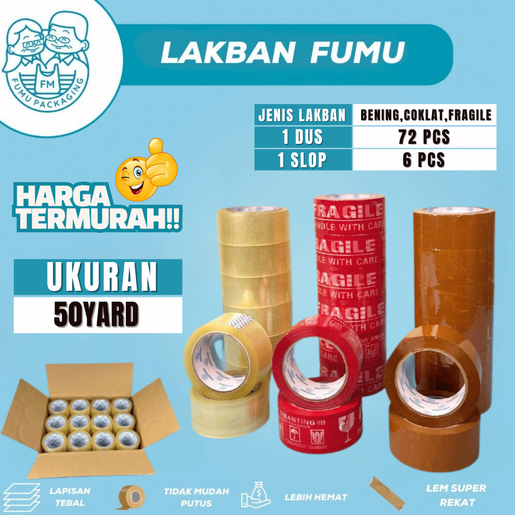 

LAKBAN BENING 50YARD SELOTIP CLEAR TERMURAH PREMIUM/LAKBAN TEBAL/LAKBAN KUAT/LAKBAN GROSIR