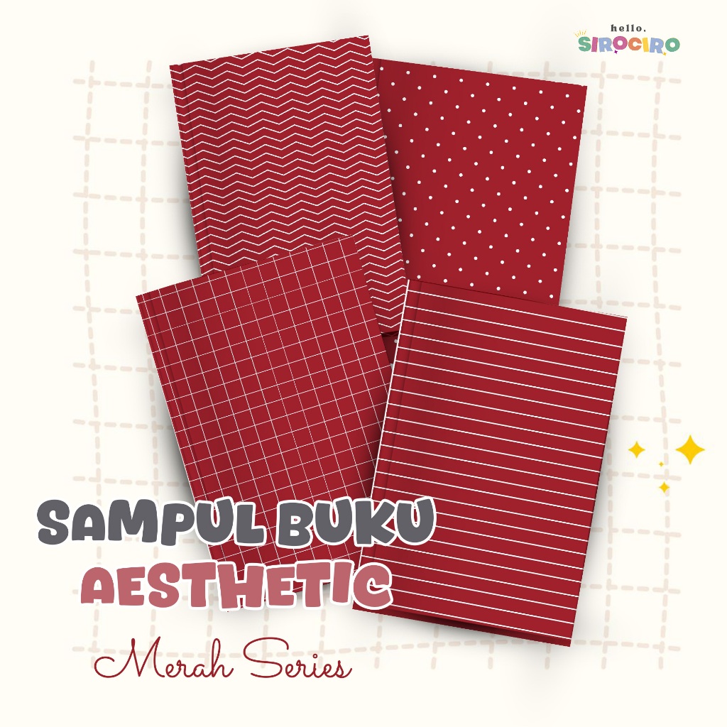 

8 Lembar Sampul Buku Merah Aesthetic Sampul Buku Lucu A5 & B5