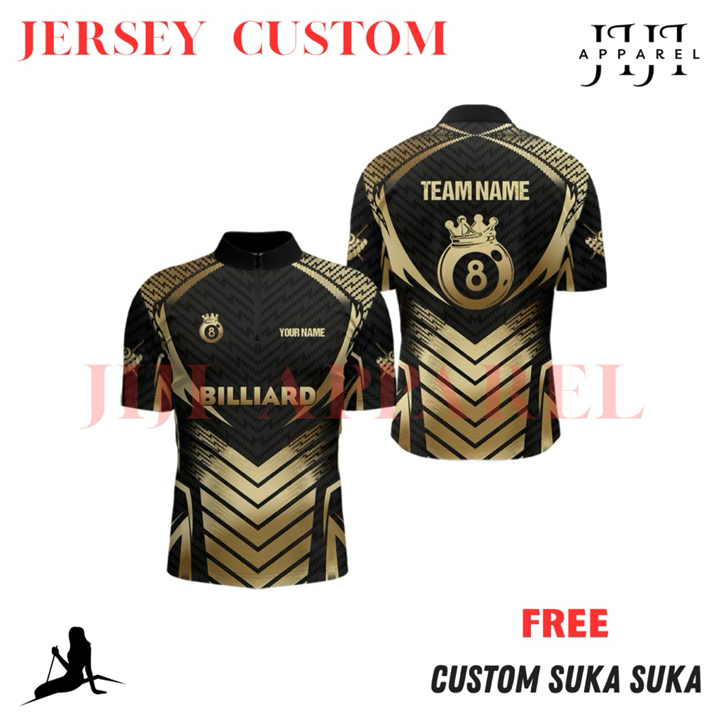 FREE CUSTOM jersey billiard terbaru full printing free pasang nama logo atau sponsor jersey atasan o