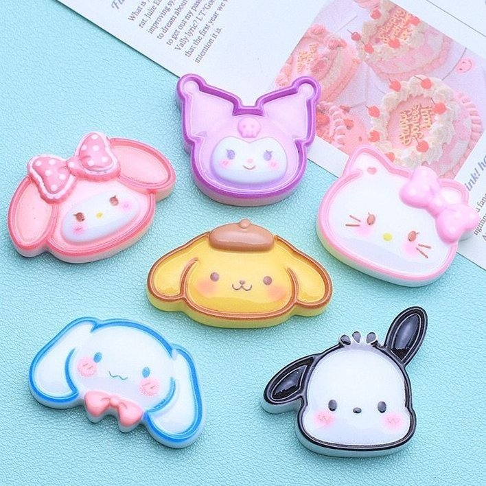 

[PGATK]JUAL 1Pcs STICKER MINI CARTOON HEAD SANRIO MODEL Glossy Free Resin Aksesoris Hiasan Deco.