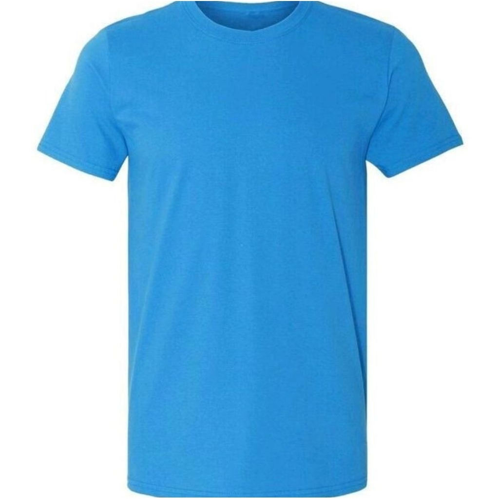 kaos polos lengan pendek pria wanita biru turkis