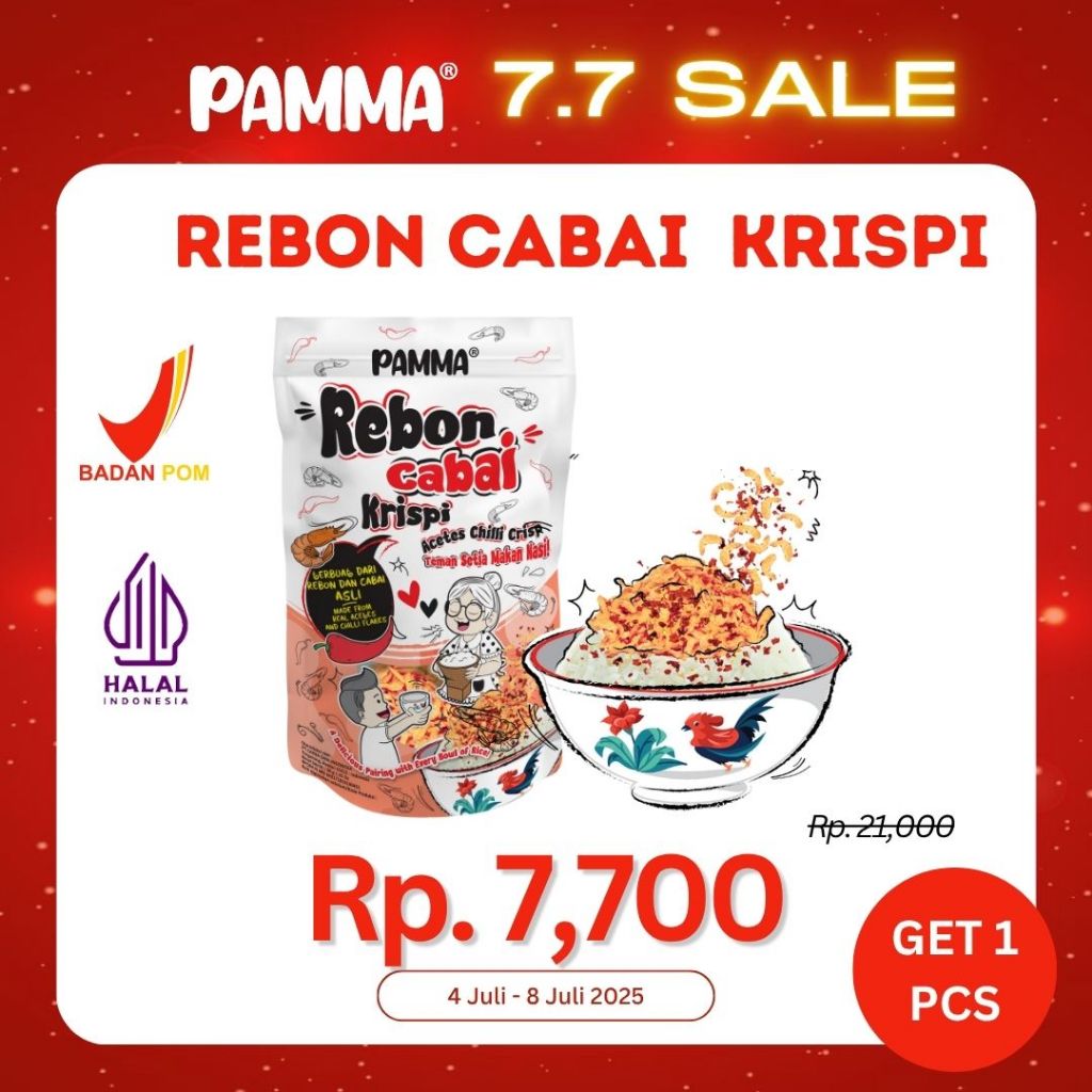 

【7.7 SALE】PAMMA Teri & Rebon Cabai Krispi, Pedas Nampolll, Renyah, Gurih