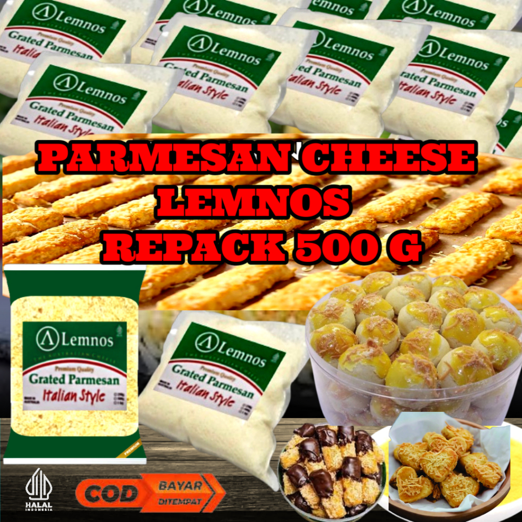 

Lemnos Grated Parmesan Cheese Italian Repack 500g / Keju Parmesan Premium