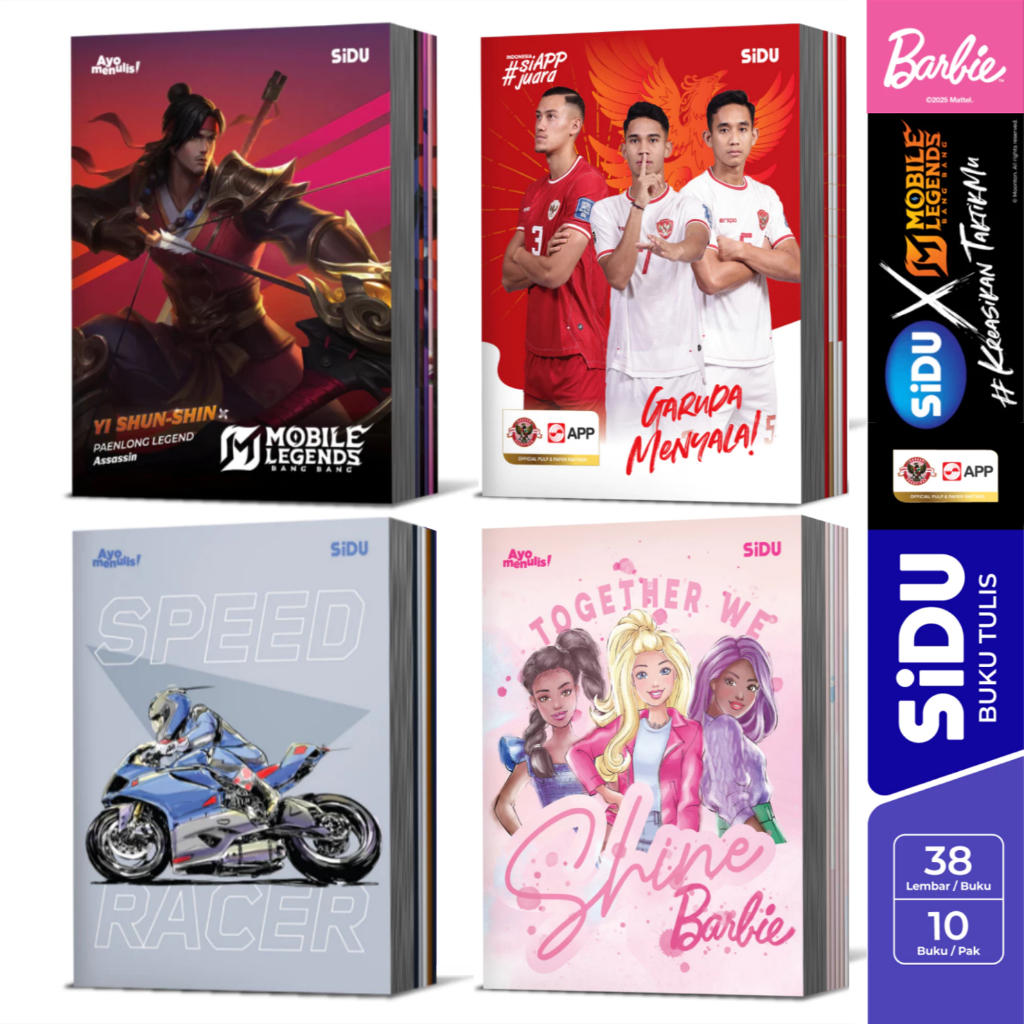 

SiDU Buku tulis isi 38 lembar Mobile Legends Timnas Berbie Berbagai macam sampul desain lainya