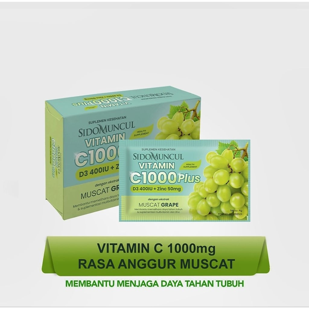

Sidomuncul Vitamin C1000 Plus D3 400IU + Zinc Rasa GRAPE
