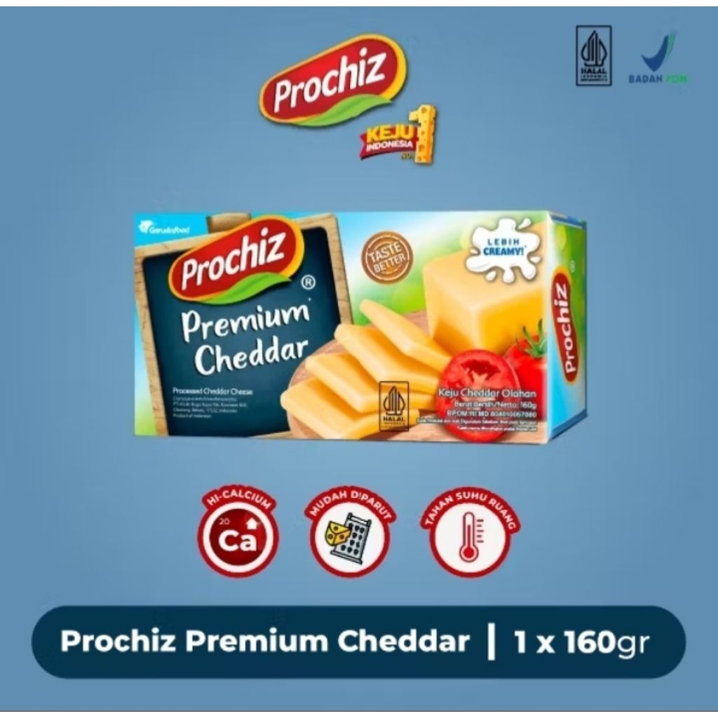 

Prochiz Premium Cheddar 160gr Gurih Dan Enak