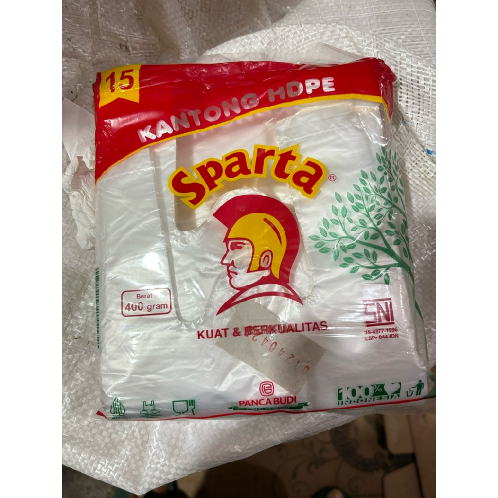 SPARTA - Kantong plastik kresek merk Sparta warna putih bening ukuran 15 & 24