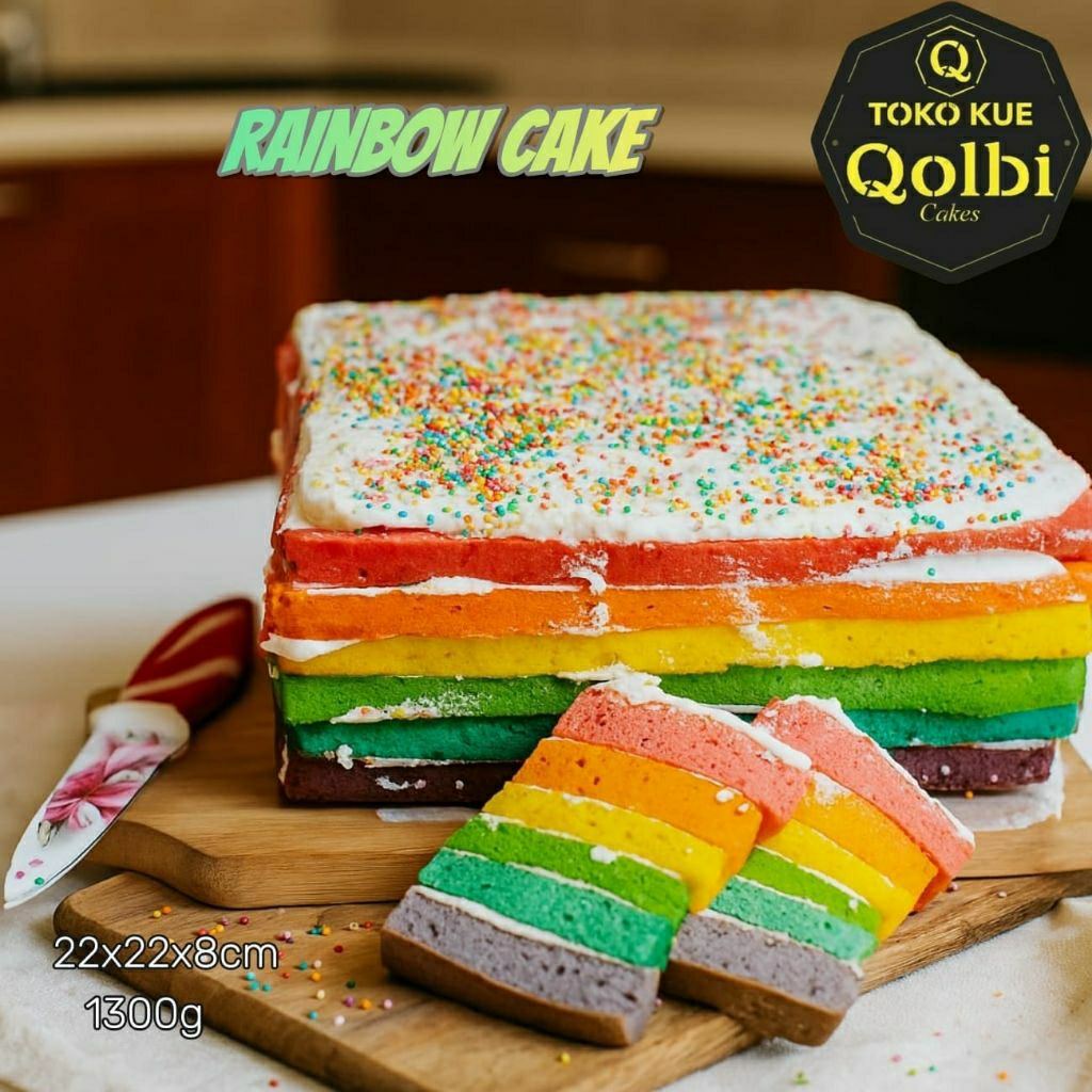 

(Khusus DKI jakarta jabodetabek) Rainbow cake berat 450gr dan 1.300gr