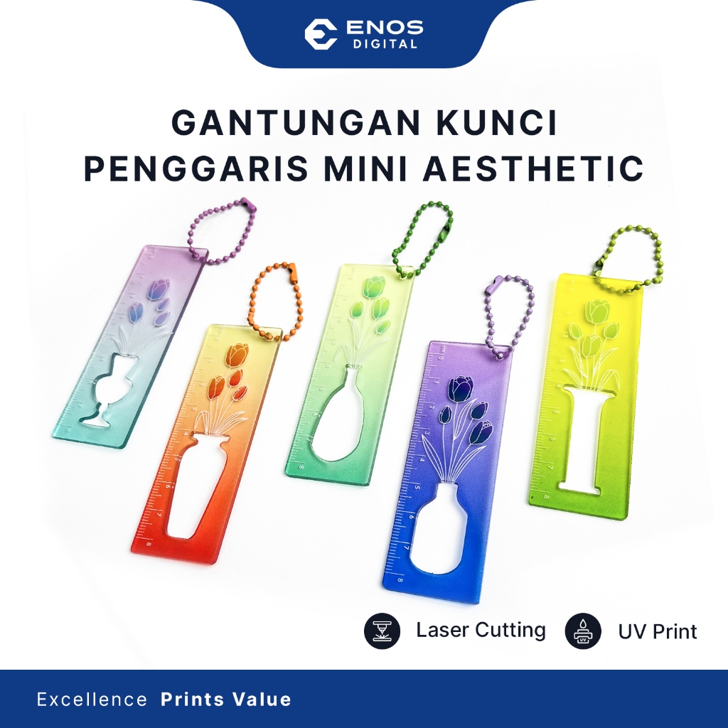 

Penanda dan Pembatas Buku Akrilik Tulip Estetik / Penggaris dan Gantungan Planner Multifungsi